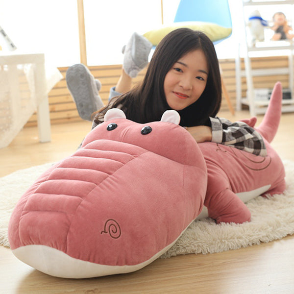 Giant Stuffed Pink Crocodile Animal Toy Kids Bedding Toy Plush