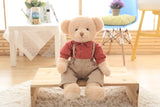 2pcs Couple Teddy Bear Plush Toys Stuffed Bear Doll with Plaid Clothes