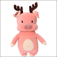 Cartoon Piggy Christmas Elk Plush Toy Soft Stuffed Pig Toy Pillow