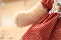 2pcs Couple Teddy Bear Plush Toys Stuffed Bear Doll with Plaid Clothes